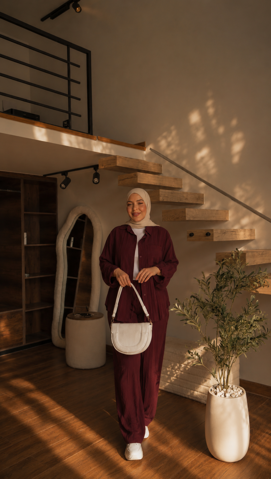 BURGUNDY LINEN SET