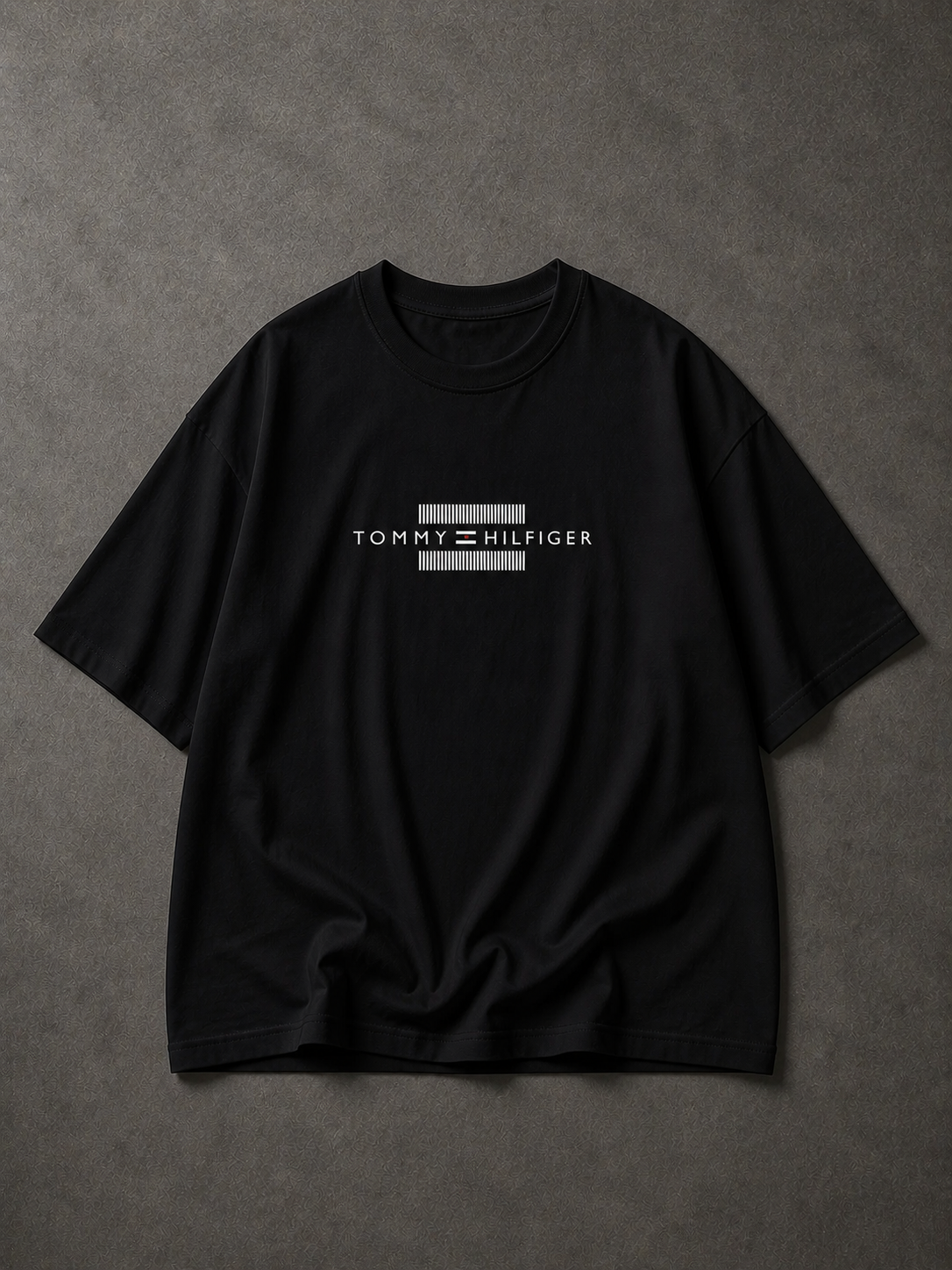 BLACK OVERSIZED PRINTED T-SHIRT