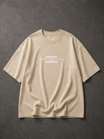 BEIGE OVERSIZED PRINTED T-SHIRT