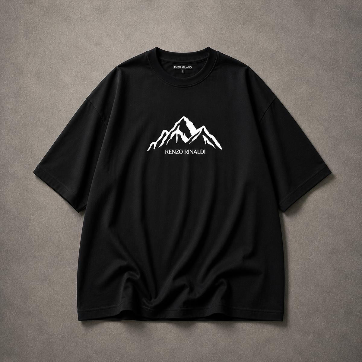 BLACK OVERSIZED PRINTED T-SHIRT
