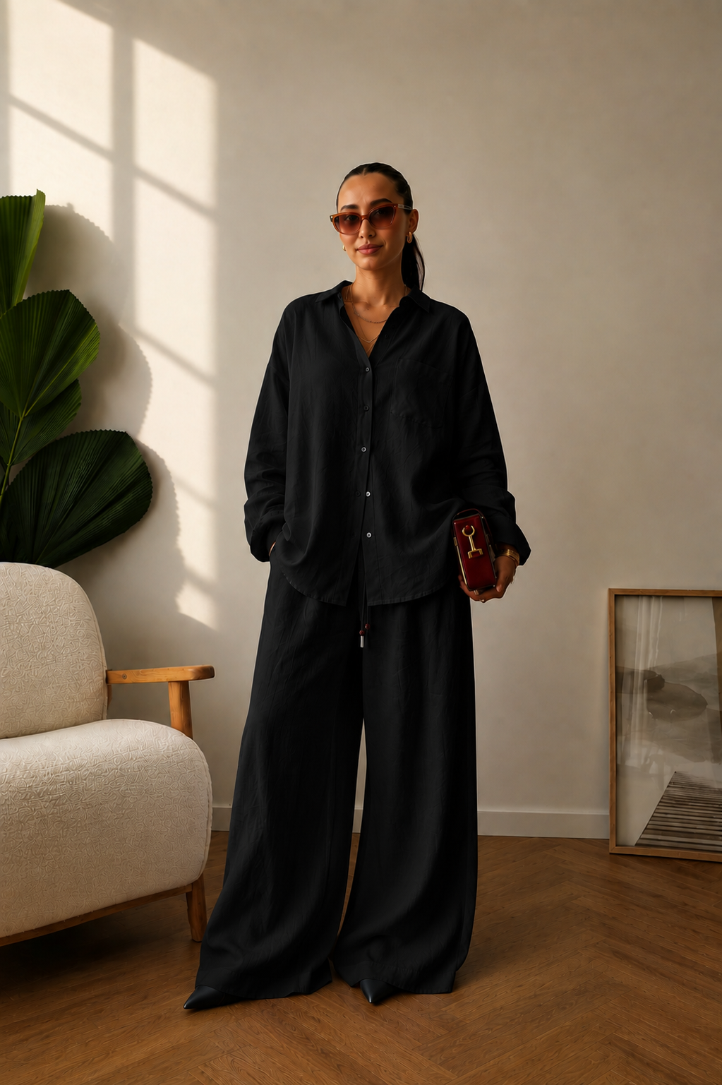 BLACK LINEN SET