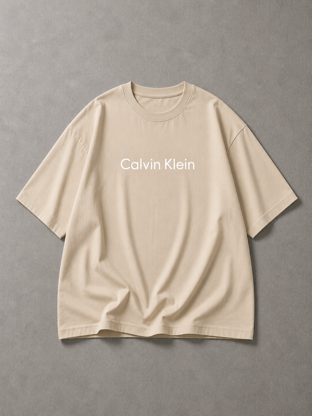 BEIGE OVERSIZED PRINTED T-SHIRT