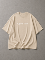 BEIGE OVERSIZED PRINTED T-SHIRT